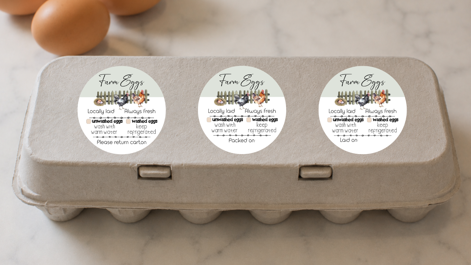 PicketFence_01B Egg Carton Stickers - Washed Unwashed Eggs - Image 3